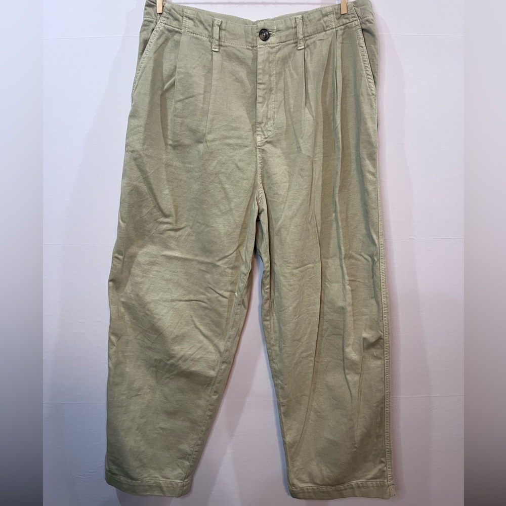 Free People Wide Leg Baggy Pleated Khaki Pants Sz 8